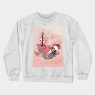 Beautiful art of cute girl in a floating land Crewneck Sweatshirt